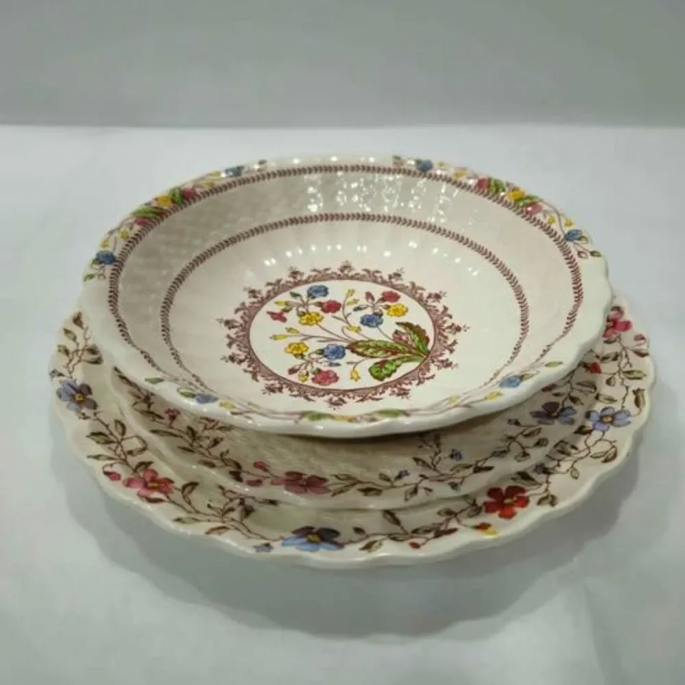 Copeland Spode Wicker Dale Cowslip Dishes Set